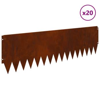Rasenkante 20 stk. 103 x 30 cm Stahl Rostoptik