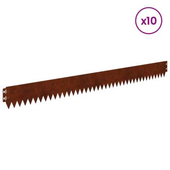 Rasenkante 10 stk. 103 x 10 cm Stahl Rostoptik