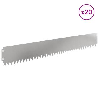 Rasenkante 20 stk. 103 x 15 cm Stahl Silber