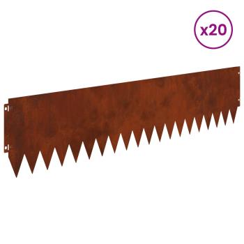 Rasenkante 20 stk. 103 x 25 cm Stahl Rostoptik
