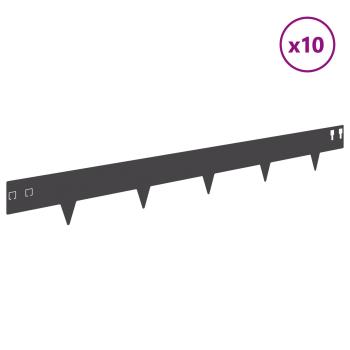 Raseneinfassung 10 stk. 100 x 12 cm Stahl Schwarz