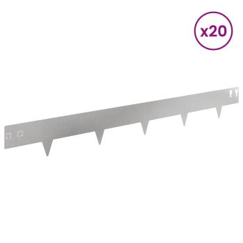 Raseneinfassung 20 Stk. 100 x 12 cm Stahl Silber