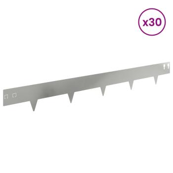 Raseneinfassung 30 stk. 100 x 12 cm Stahl Silber