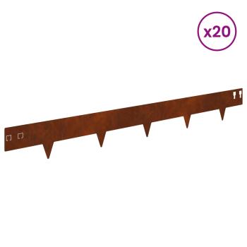 Raseneinfassung 20 stk. 100 x 12 cm Stahl Rostig