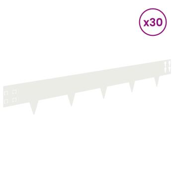 Raseneinfassung 30 Stk. 100 x 15 cm Stahl Weiß