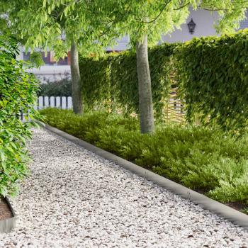 ARDEBO.de - Raseneinfassung 50 Stk. 100 x 15 cm Stahl Silber