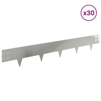 Raseneinfassung 30 Stk. 100 x 15 cm Stahl Silber