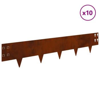 Raseneinfassung 10 stk. 100 x 20 cm Stahl Rostig