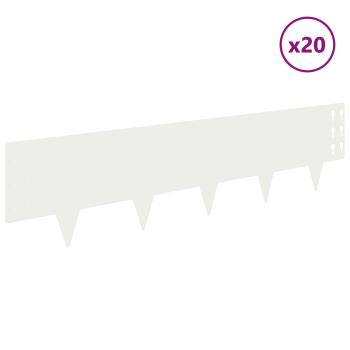 Raseneinfassung 20 Stk. 100 x 25 cm Stahl Weiß