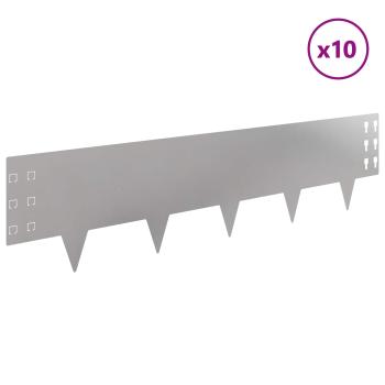 Raseneinfassung 10 Stk. 100 x 25 cm Stahl Silber
