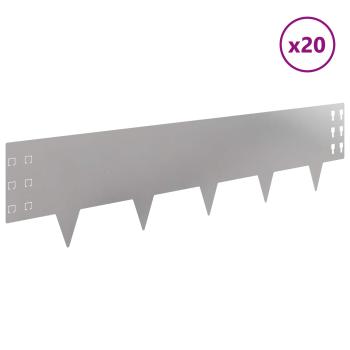 Raseneinfassung 20 Stk. 100 x 25 cm Stahl Silber