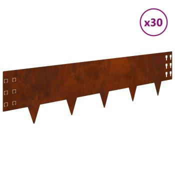 Raseneinfassung 30 stk. 100 x 25 cm Stahl Rostig