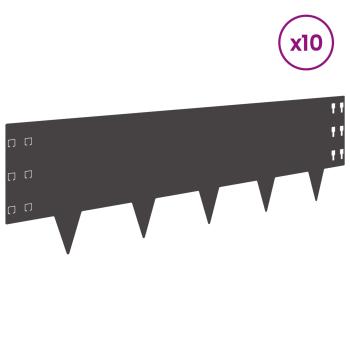 Raseneinfassung 10 stk. 100 x 30 cm Stahl Schwarz