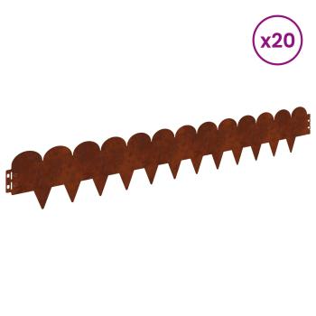 Raseneinfassung 20 stk. 103 x 15 cm Stahl Rostig