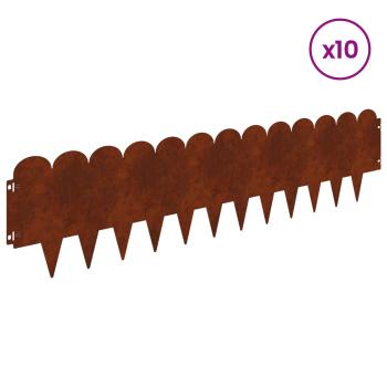 Raseneinfassung 10 Stk. 103 x 25 cm Stahl Rostig