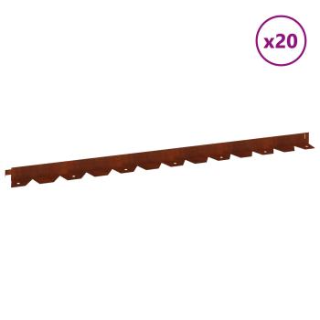 Raseneinfassung 20 stk. 102 x 4 x 4 cm Stahl Rostig