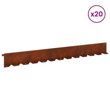 Raseneinfassung 20 stk. 102 x 10 x 4 cm Stahl Rostig