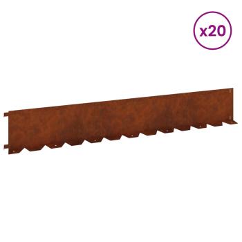 Raseneinfassung 20 stk. 102 x 15 x 4 cm Stahl Rostig
