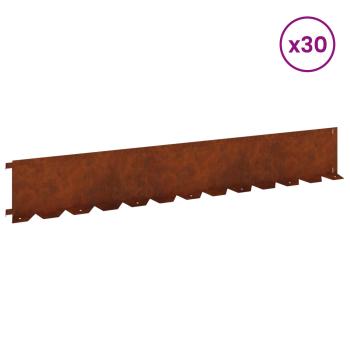 Raseneinfassung 30 stk. 102 x 15 x 4 cm Stahl Rostig