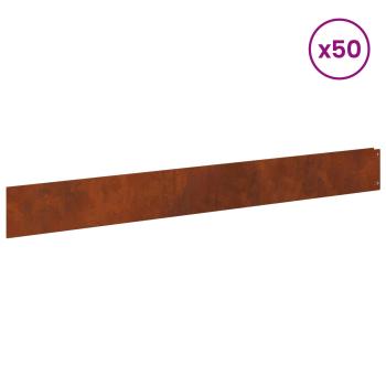 Rasenkante 50 stk. 100 x 12 cm Stahl Rostoptik