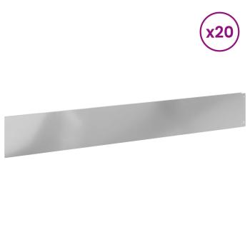 Rasenkante 20 stk. 100 x 15 cm Stahl Silber
