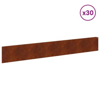 Rasenkante 30 stk. 100 x 15 cm Stahl Rostoptik
