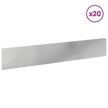Rasenkante 20 stk. 100 x 18 cm Stahl Silber