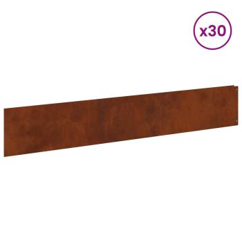 Rasenkante 30 stk. 100 x 18 cm Stahl Rostoptik