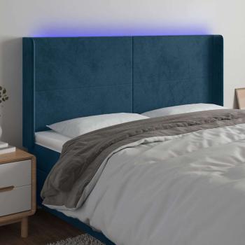 ARDEBO.de - LED Kopfteil Dunkelblau 163x16x118/128 cm Samt