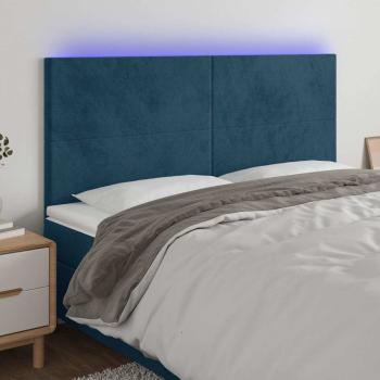ARDEBO.de - LED Kopfteil Dunkelblau 160x5x118/128 cm Samt