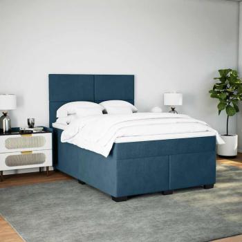 Boxspringbett mit Matratze Blau 160x200 cm Samt