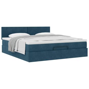 Ottoman-Bett mit Matratze Dunkelblau 160x200 cm Samt
