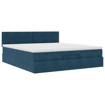 Ottoman-Bett mit Matratze Dunkelblau 160x200 cm Samt