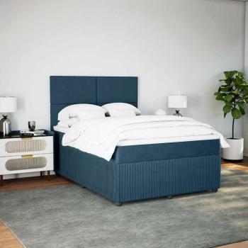 Boxspringbett mit Matratze Dunkelblau 160x200 cm Samt