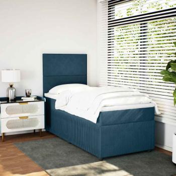 ARDEBO.de - Boxspringbett mit Matratze Blau 80x200 cm Samt