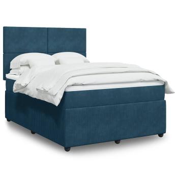 ARDEBO.de - Boxspringbett mit Matratze Blau 160x200 cm Samt
