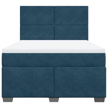 Boxspringbett mit Matratze Blau 160x200 cm Samt