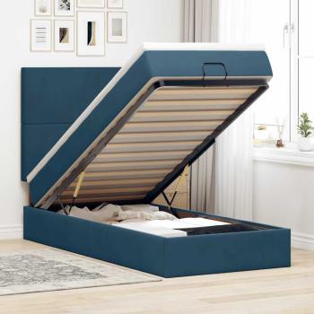 ARDEBO.de - Ottoman-Bett mit Matratzen & LEDs Dunkelblau 80x200 cm Samt