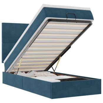 Ottoman-Bett mit Matratzen & LEDs Dunkelblau 80x200 cm Samt
