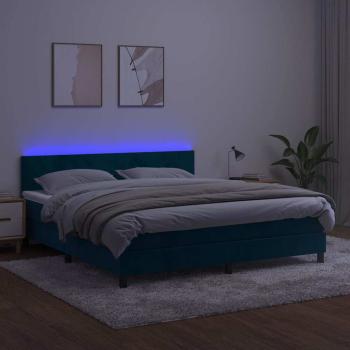 Boxspringbett mit Matratze & LED Dunkelblau 160x200 cm Samt