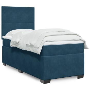 ARDEBO.de - Boxspringbett mit Matratze Blau 80x200 cm Samt