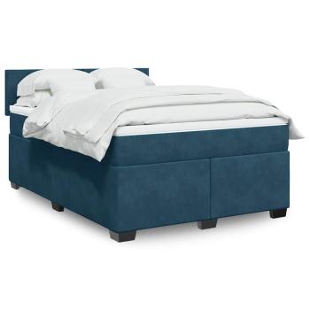 ARDEBO.de - Boxspringbett mit Matratze Blau 160x200 cm Samt