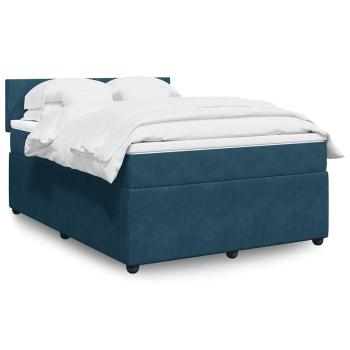 ARDEBO.de - Boxspringbett mit Matratze Blau 160x200 cm Samt
