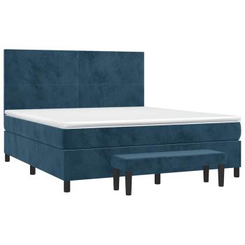 Boxspringbett mit Matratze Dunkelblau 160x200 cm Samt