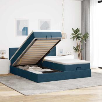ARDEBO.de - Ottoman-Bett mit Matratzen Dunkelblau 160x200 cm Samt