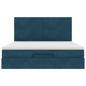 Ottoman-Bett mit Matratzen & LEDs Dunkelblau 160x200 cm Samt
