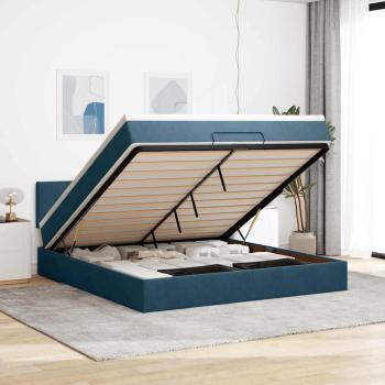 ARDEBO.de - Ottoman-Bett mit Matratze & LEDs Dunkelblau 160x200 cm Samt