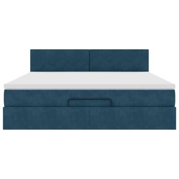 Ottoman-Bett mit Matratze & LEDs Dunkelblau 160x200 cm Samt