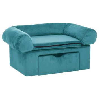 Hundesofa mit Speicher Türkis 75 x 50 x 38cm Plüsch