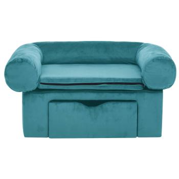 Hundesofa mit Speicher Türkis 75 x 50 x 38cm Plüsch